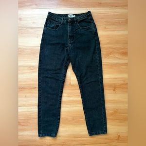 Princess Polly washed black denim straight high-rise jeans (Size 6)